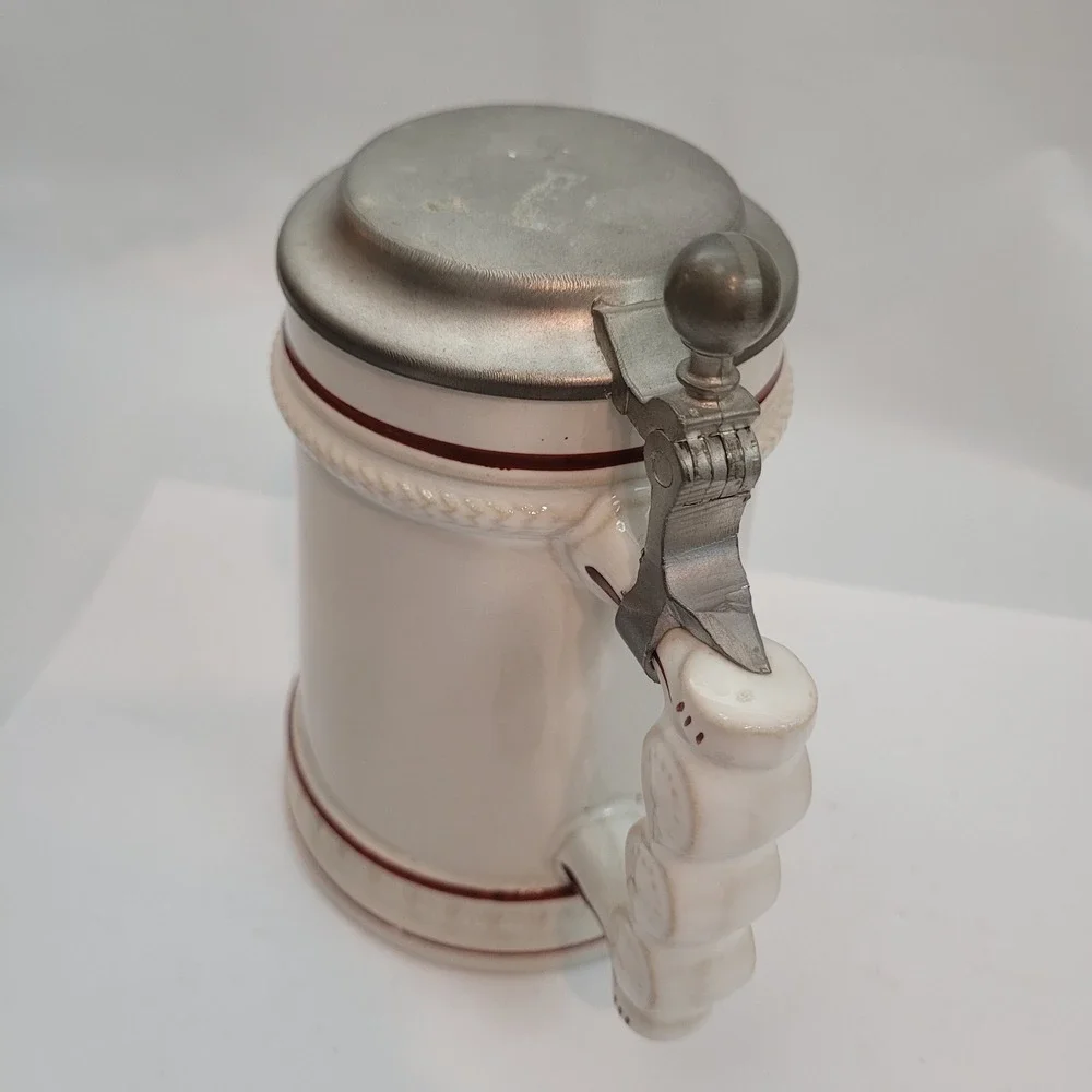 Gerz Beer Stein Bayern Bavaria Coat of Arms Lions Pewter Lid West Germany 6in